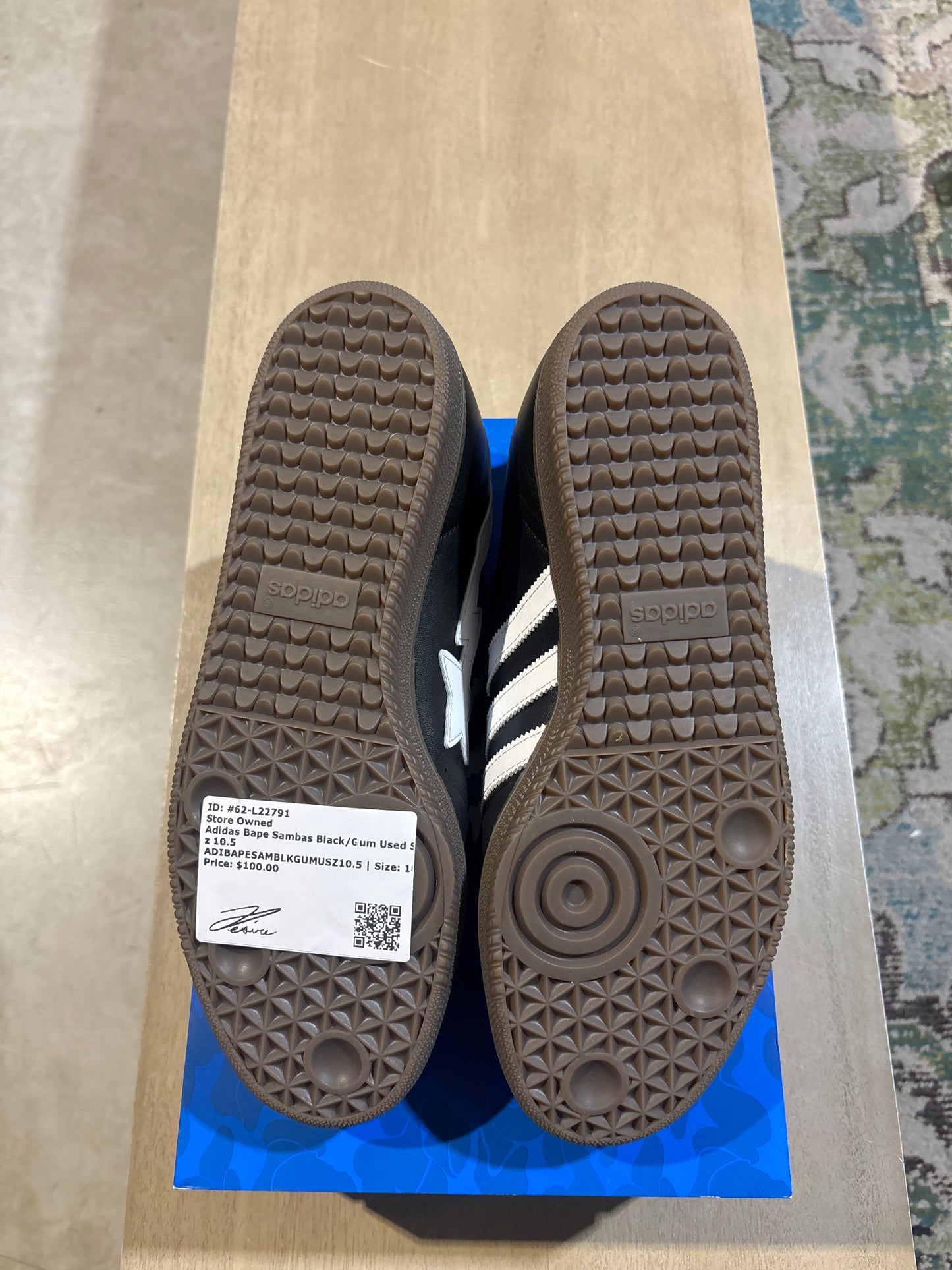 Adidas Bape Sambas Black/Gum Used Sz 10.5