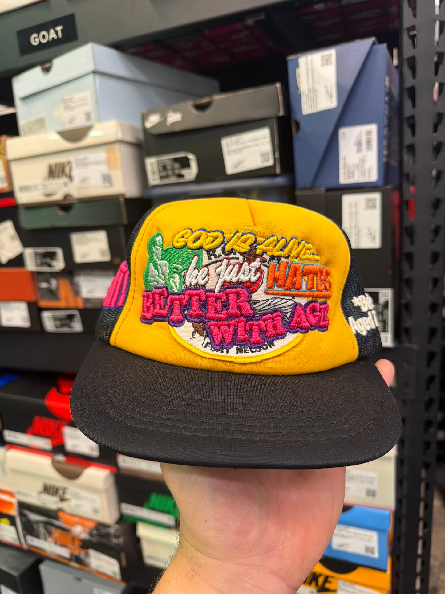 Better With Age God Is Alive Hat Black/Yellow
