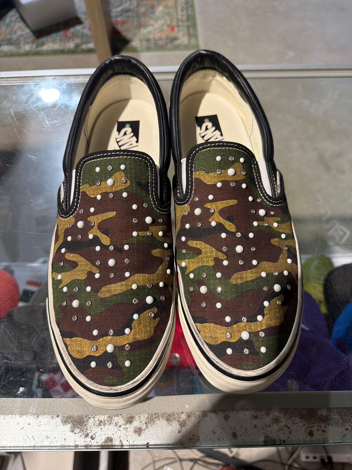 Camo Vans Slip On Pearlized Used Sz 12 NB