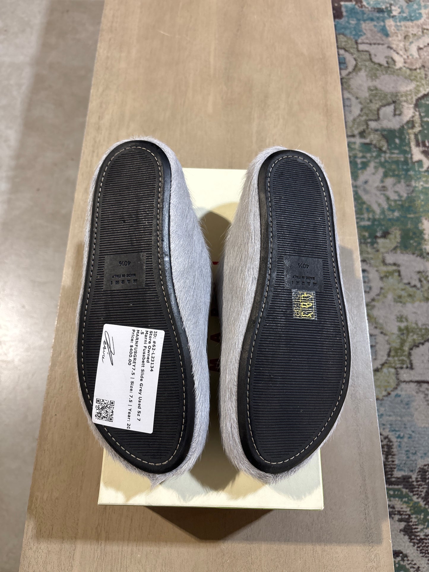 Marni Fussbett Slide Grey Used Sz 7.5