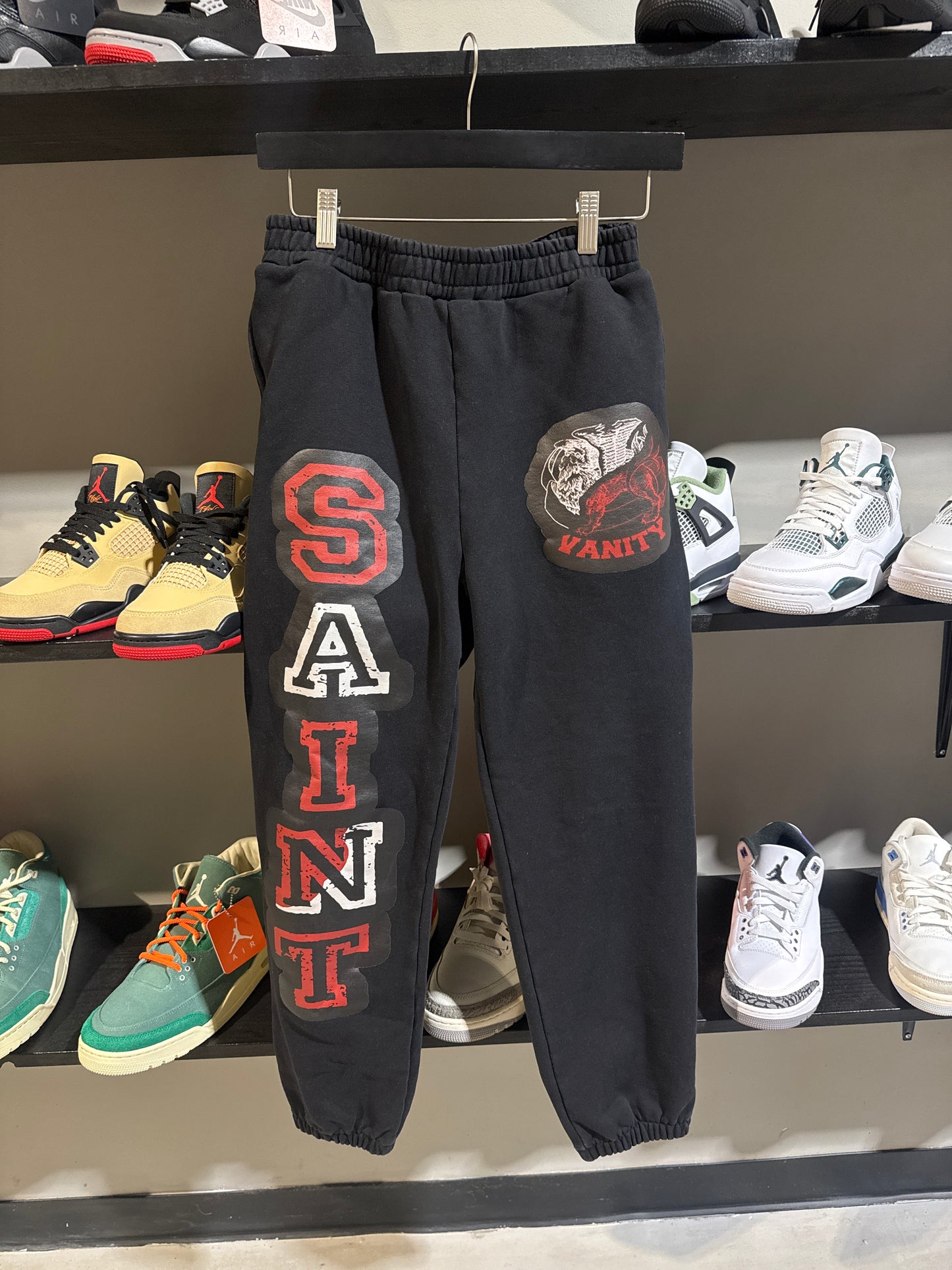 red/black saint vanity sweats