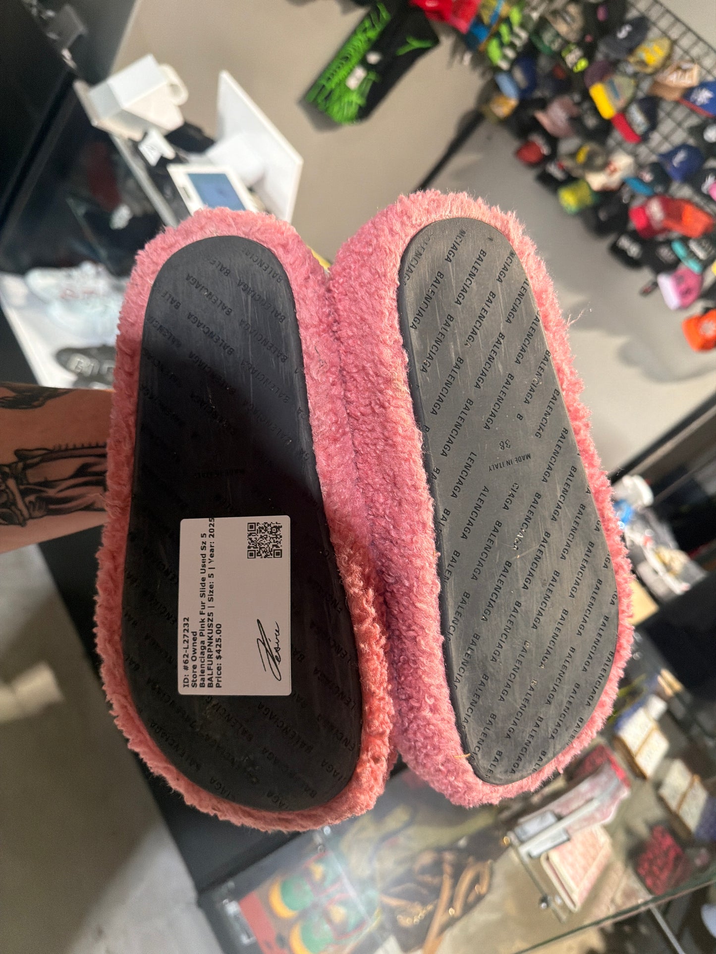 Balenciaga Pink Fur Slide Used Sz 5