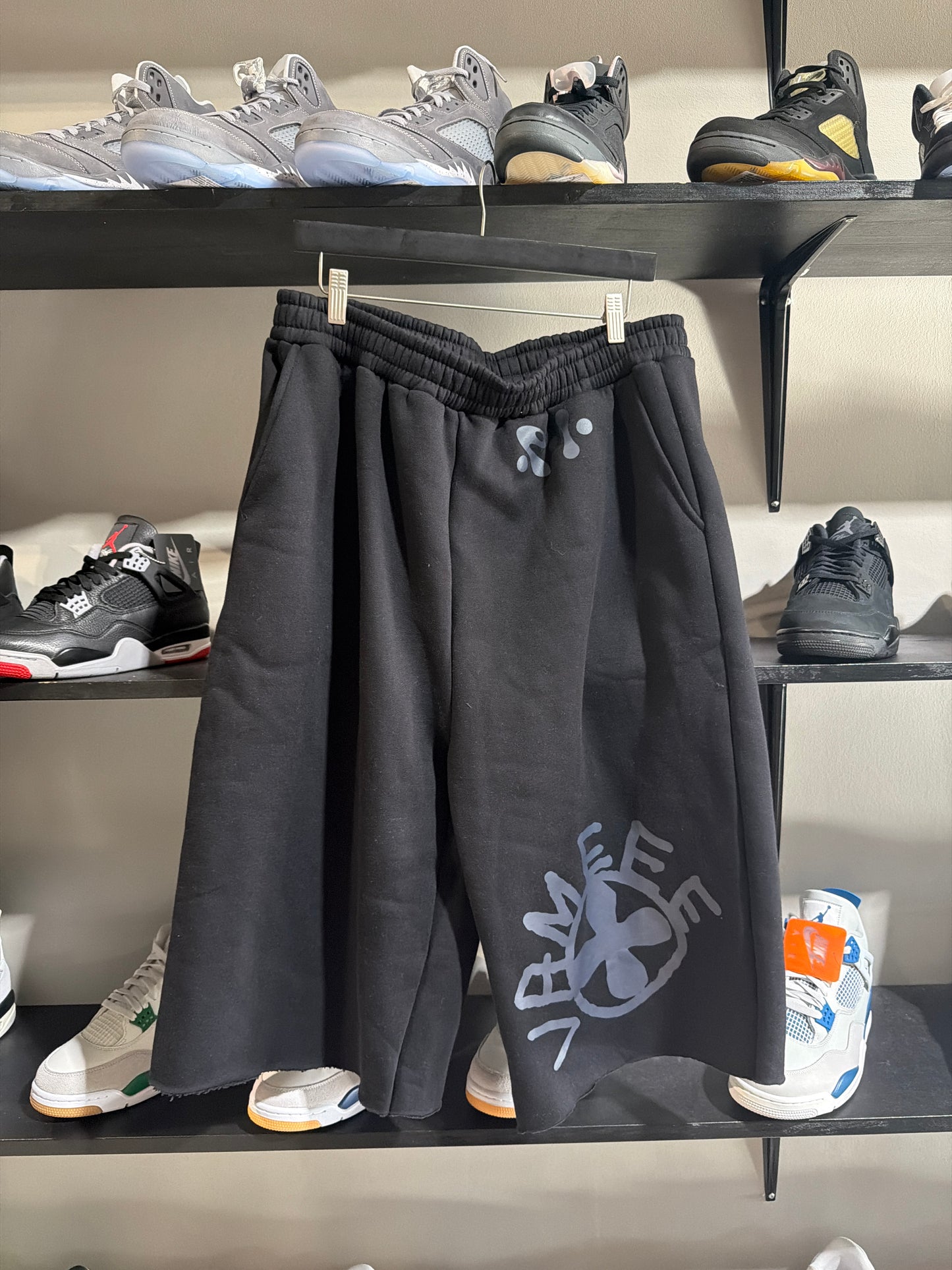 Plus One x Vamee Black Cutoff Shorts