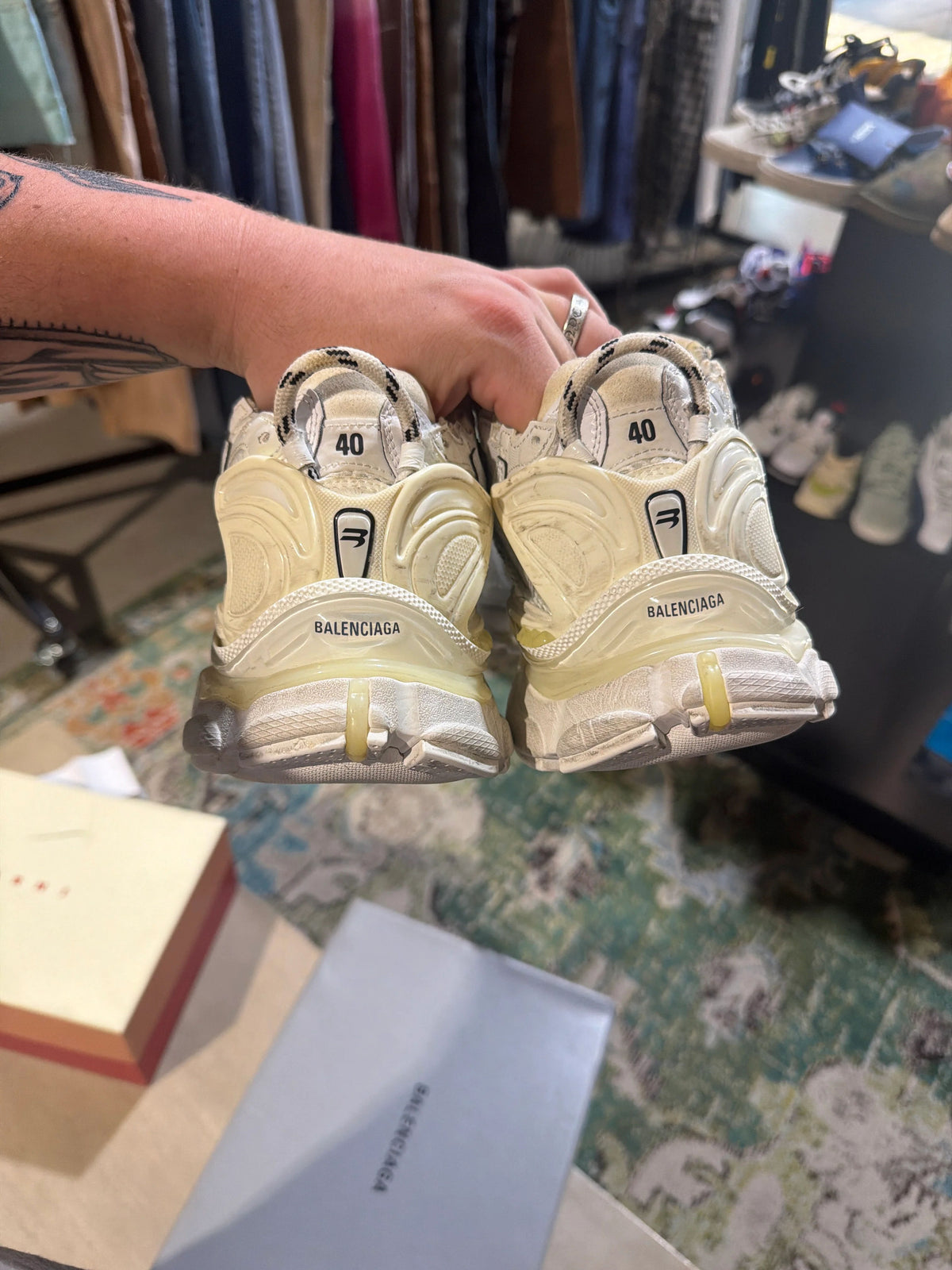 Balenciaga White Runner Used Sz 7 - Pre-Owned