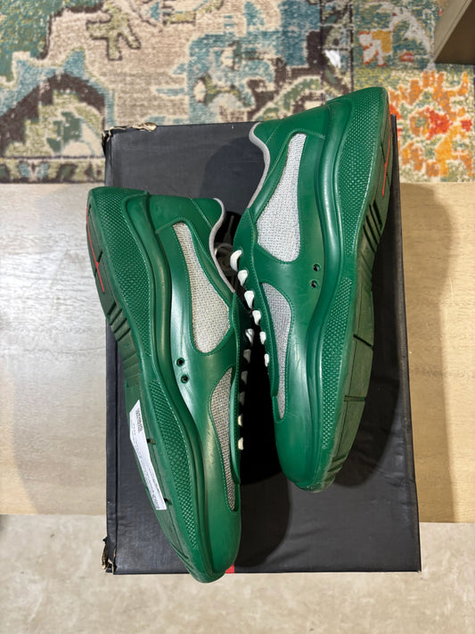 Prada Americas Cup Green Silver Used Sz 8 - Pre-Owned