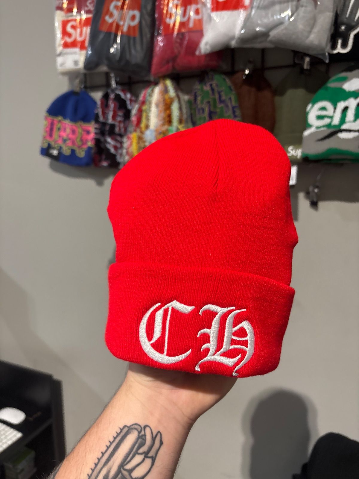 Chrome Hearts Red CH Beanie