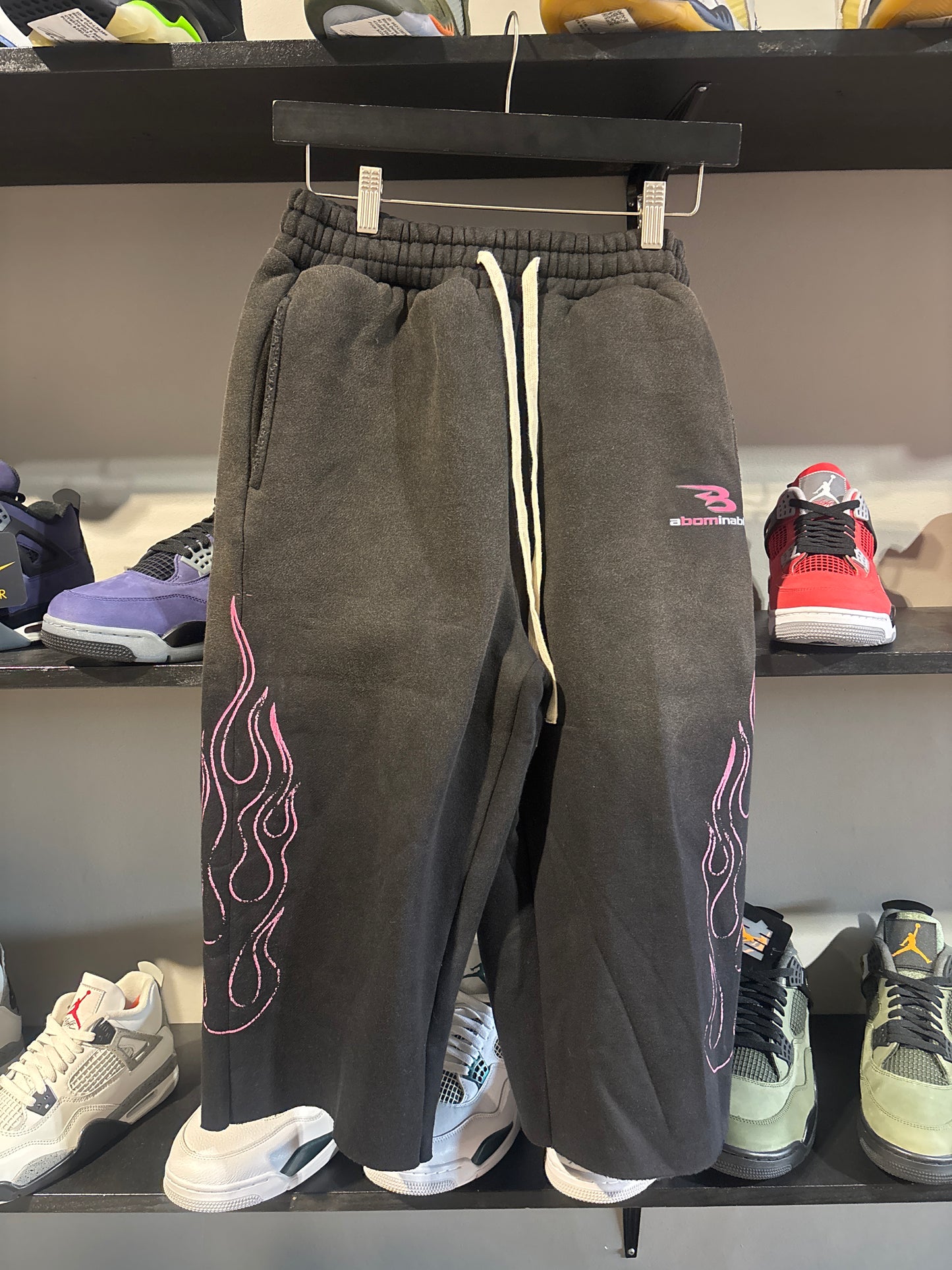 ABOMINABLE BLACK/PINK FLAME HOODIE/SHORT SET