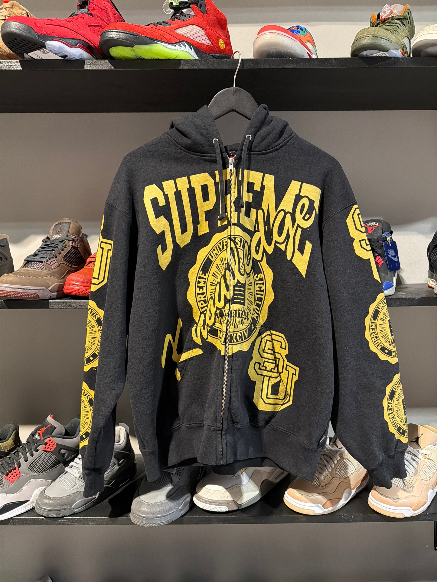 Supreme Knowledge Reigns Hoodie Black Yellow