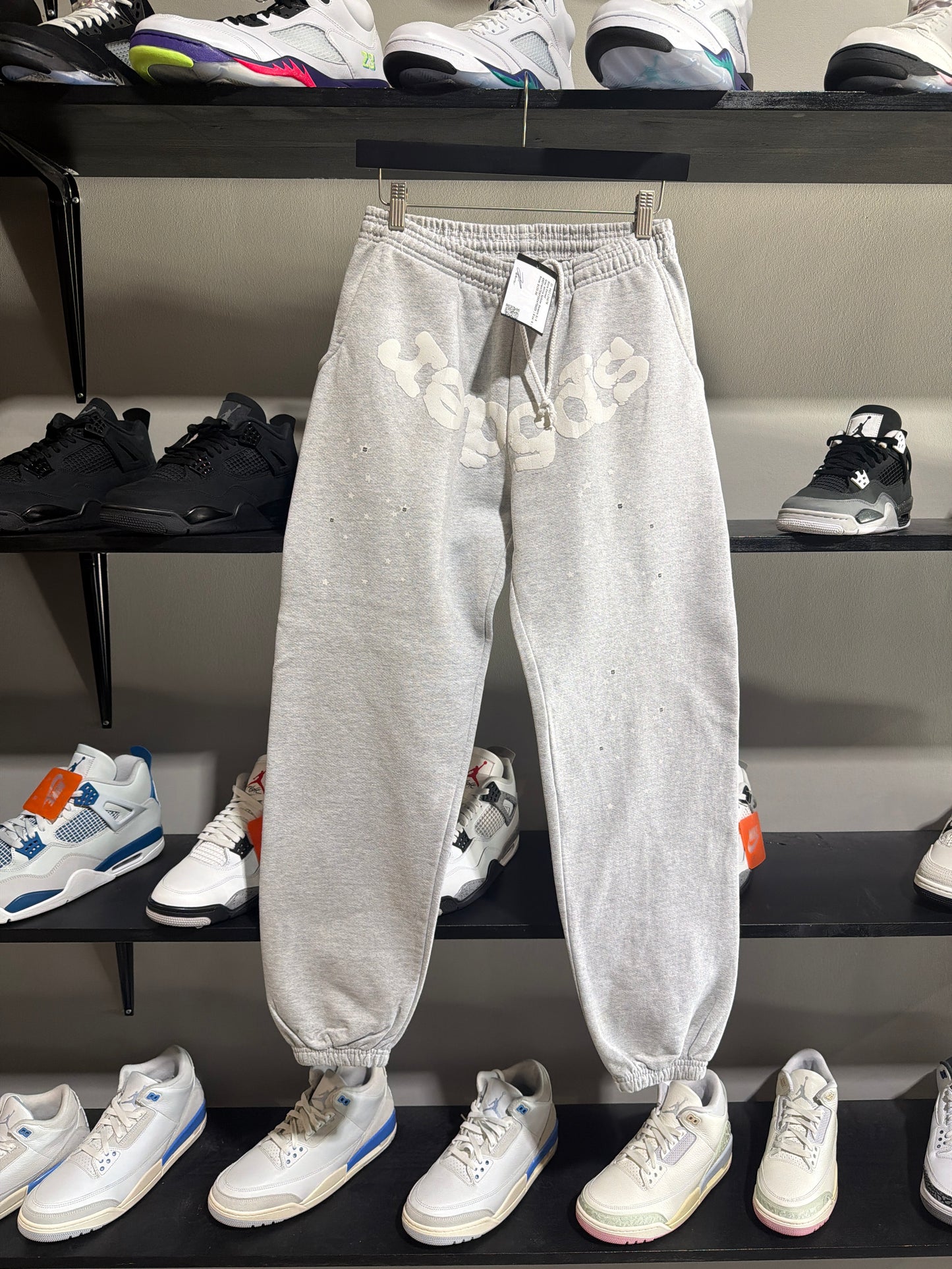 Grey White Sp5der Sweats Sz S