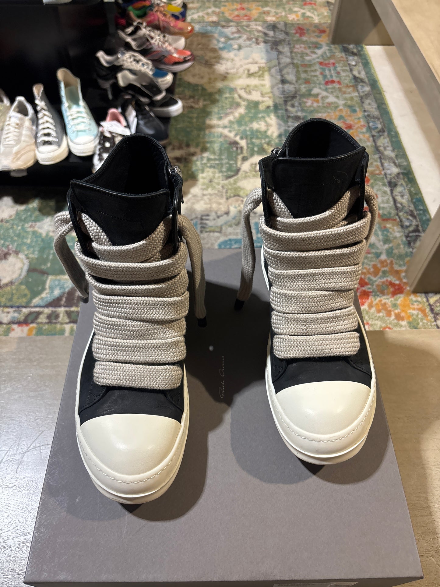 rick owens high jumbo lace suede used sz 10 Ramones