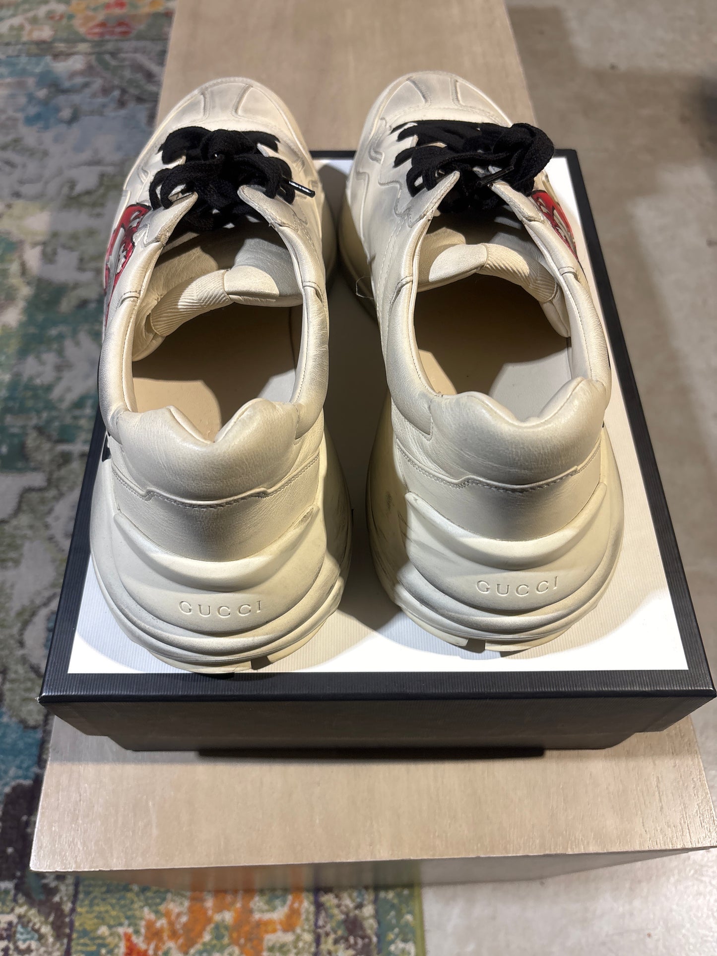 Cream and Red Gucci Sneaker Used Sz 13