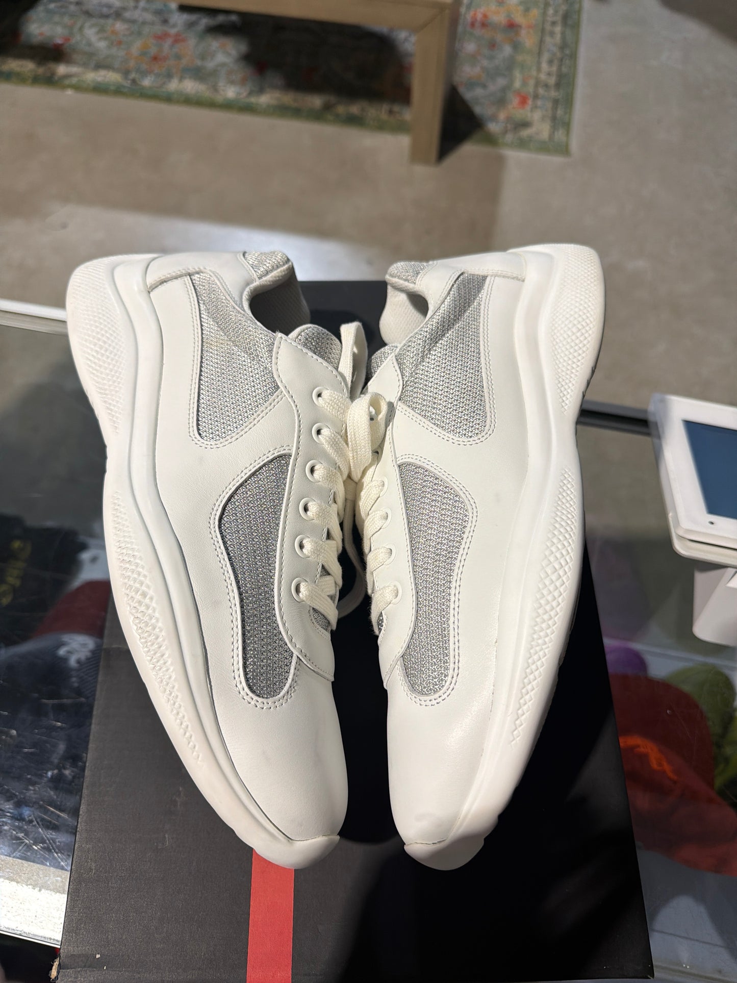 Prada Leather White Cup Used Sz 9