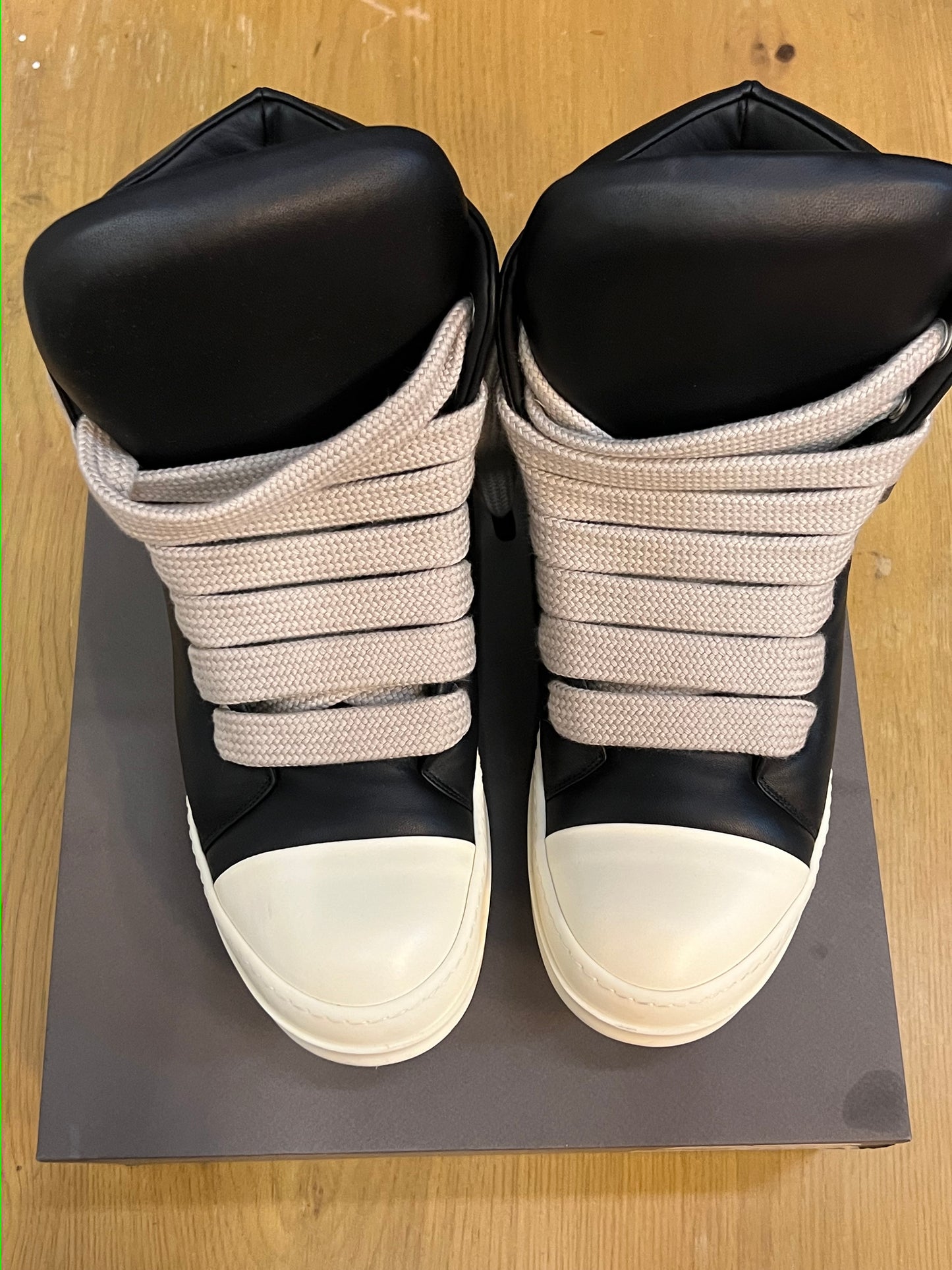 Rick Owens Luxor Jumbo Lace Padded Sneaker Black Milk Used