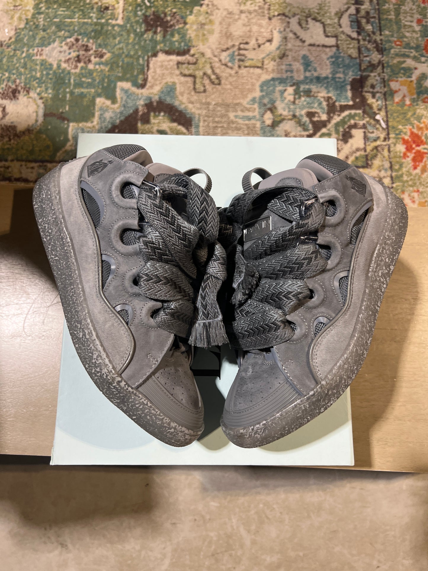 Lanvin curb sneaker grey on grey used sz 11