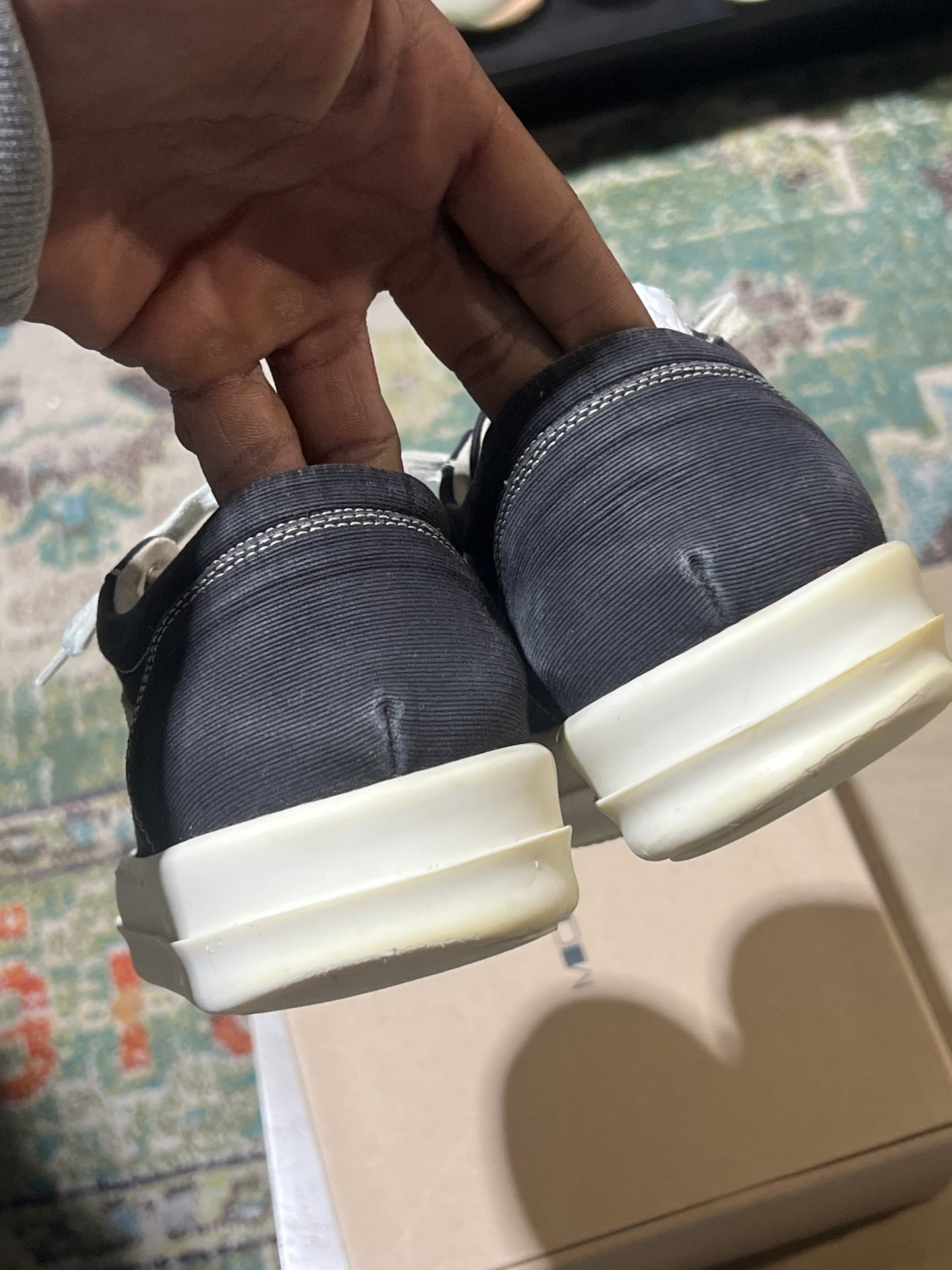 Rick Owens Black White Vintage Sneaker Used Sz 12.5
