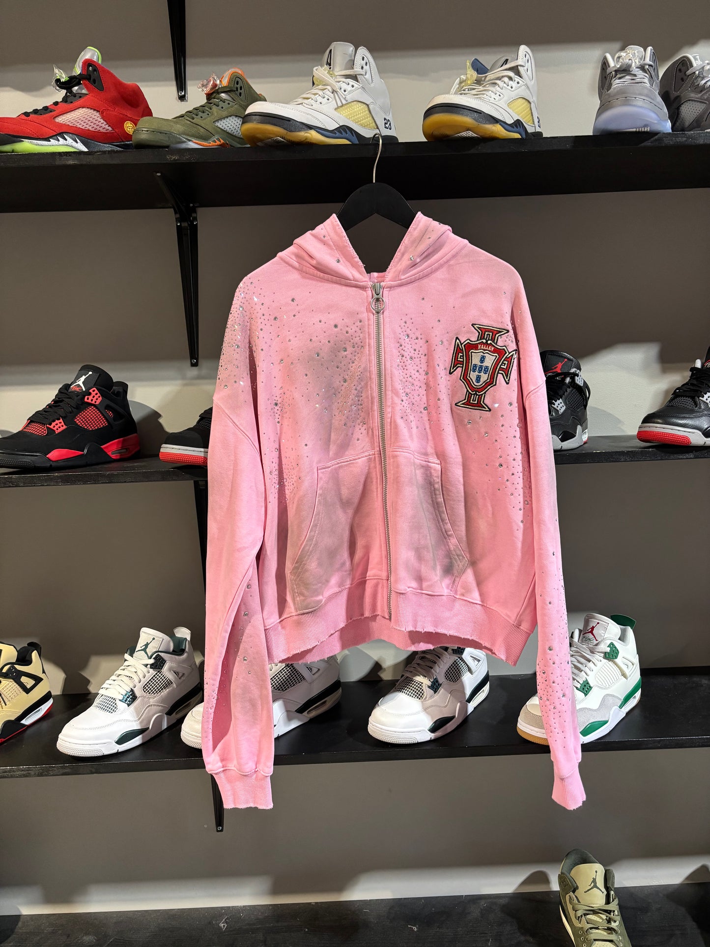 Pink Rhinestone Zip Up Hoodie