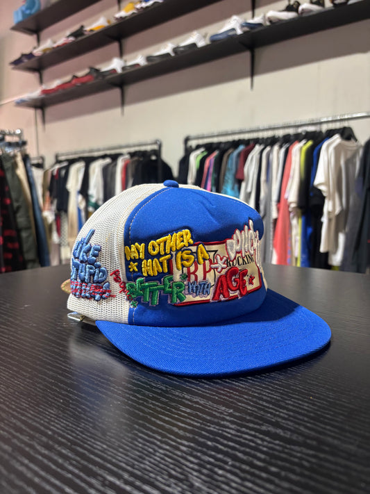 BWA VINTAGE HAT Blue White DUNCE CAP
