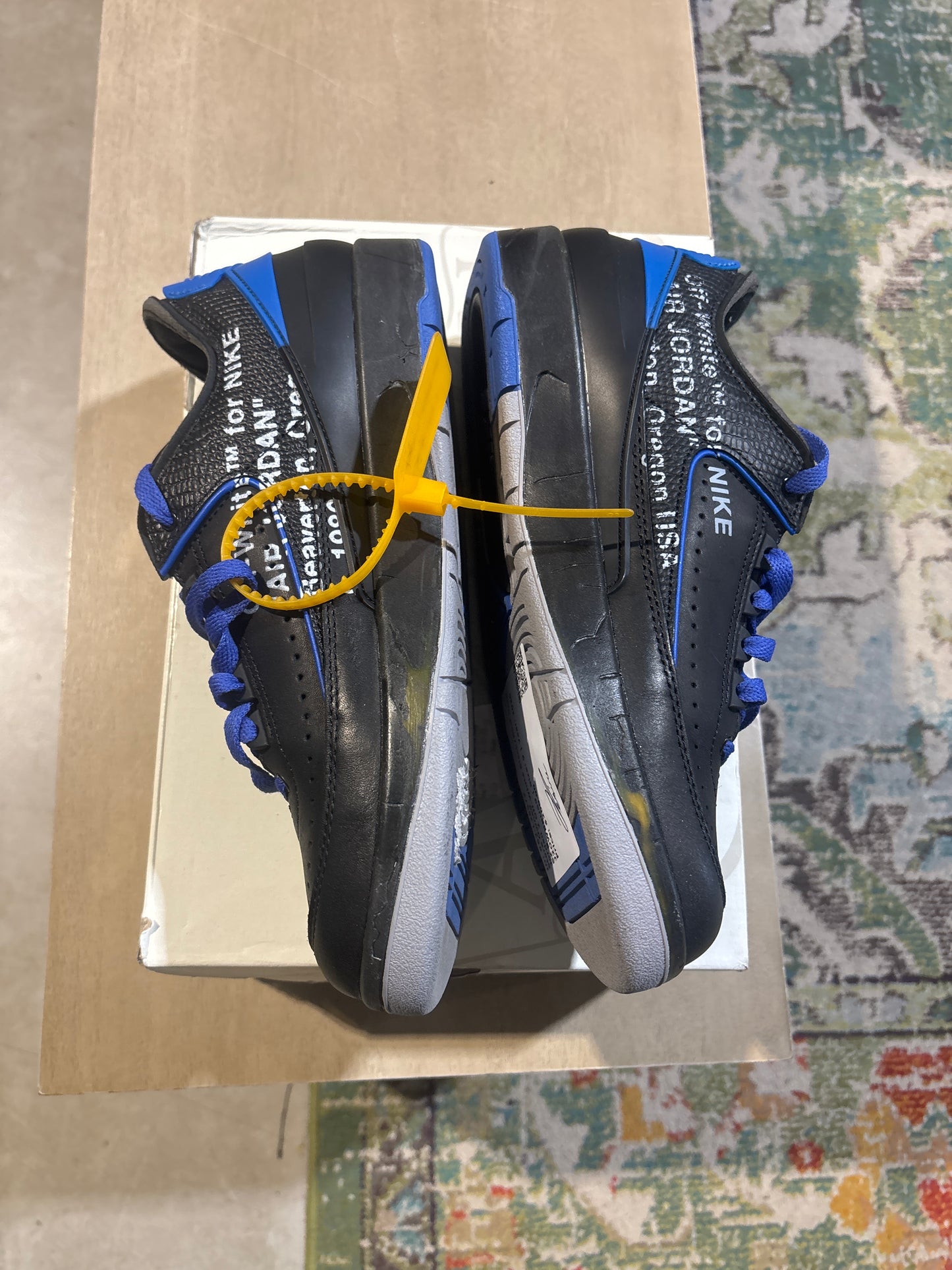 Jordan 2 Off-White Black/Blue Used Sz 9