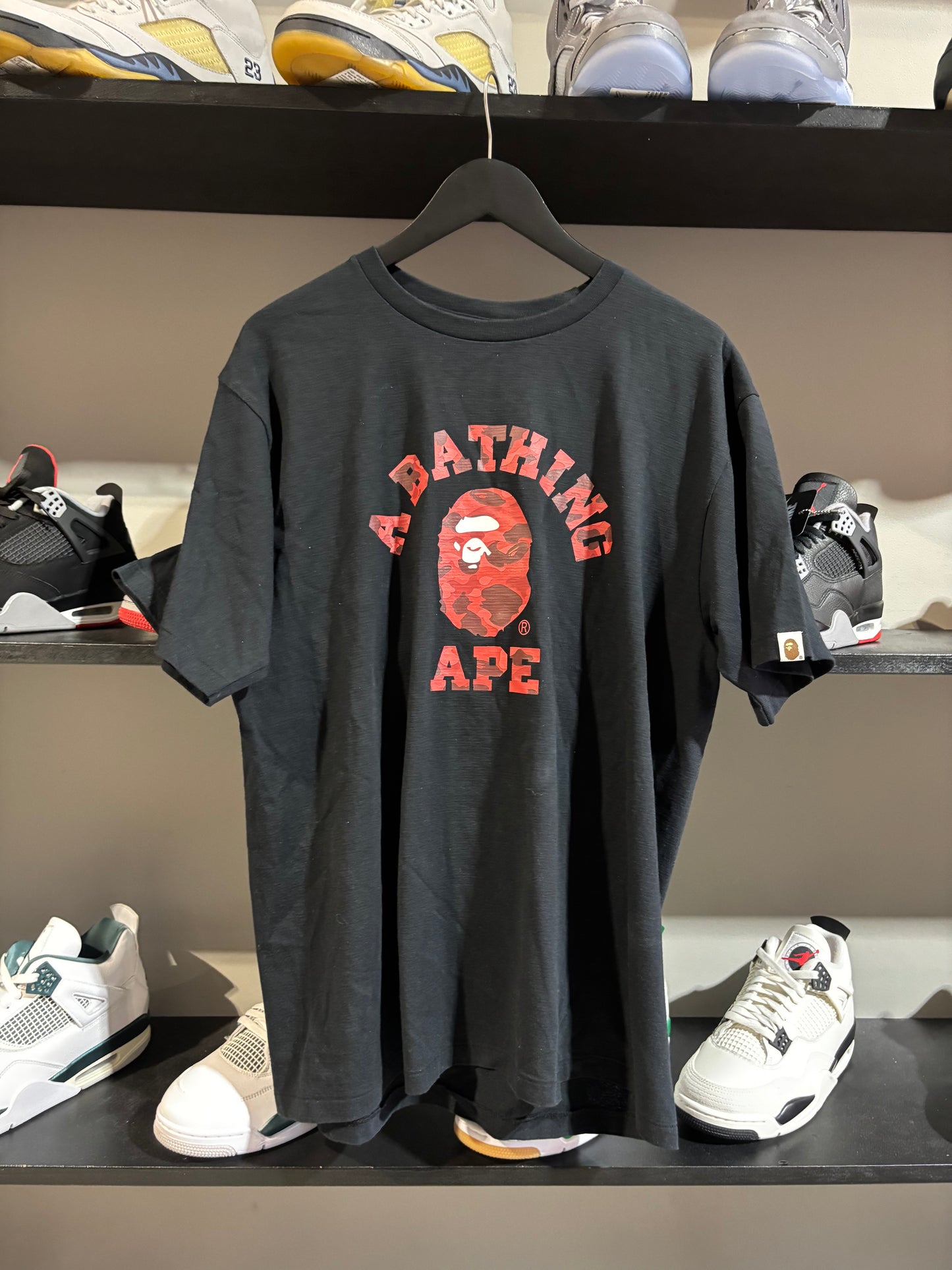 Bape College Logo Tee Red Camo/Black