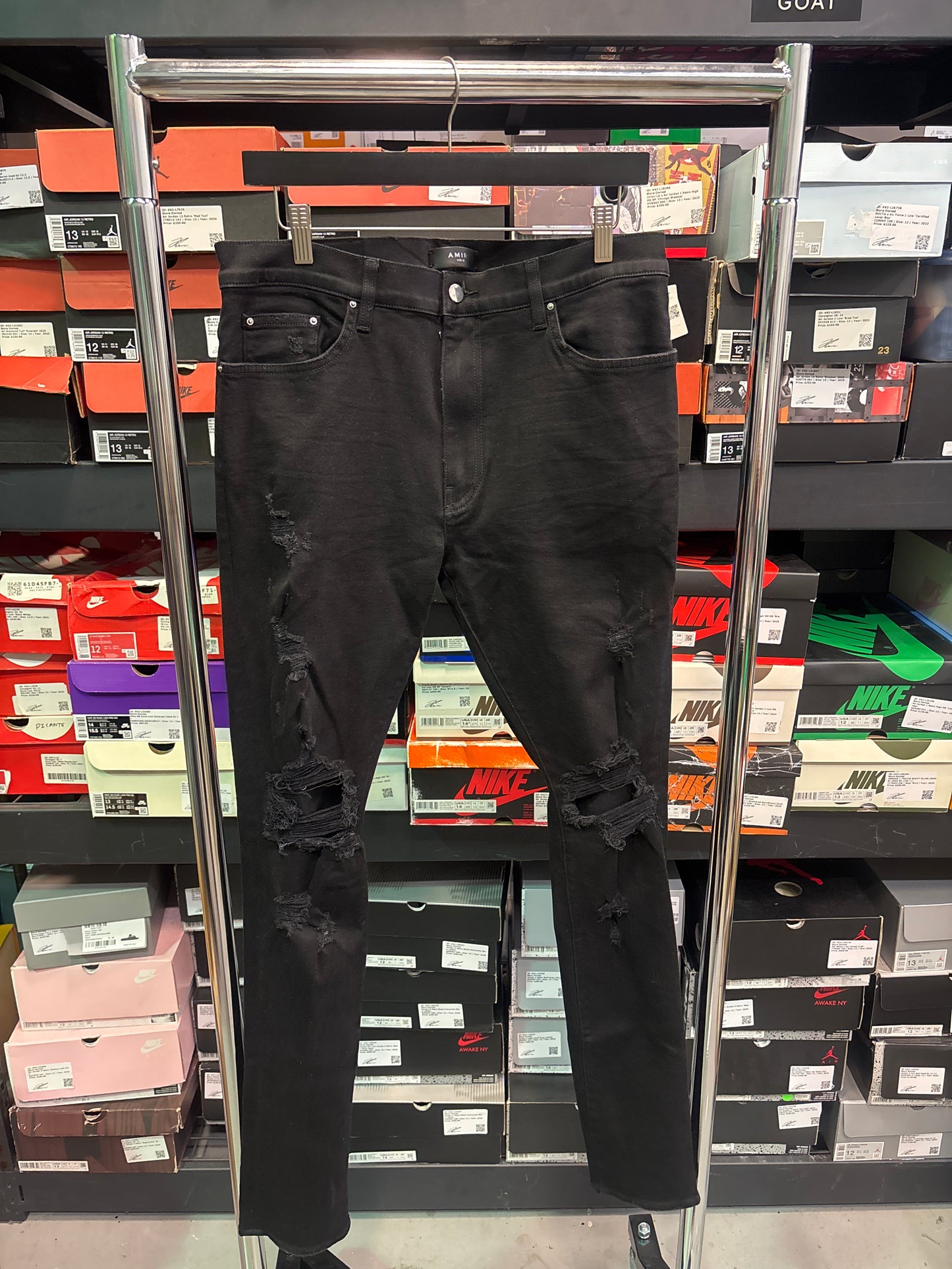 Amiri Distressed Black Skinny Jeans