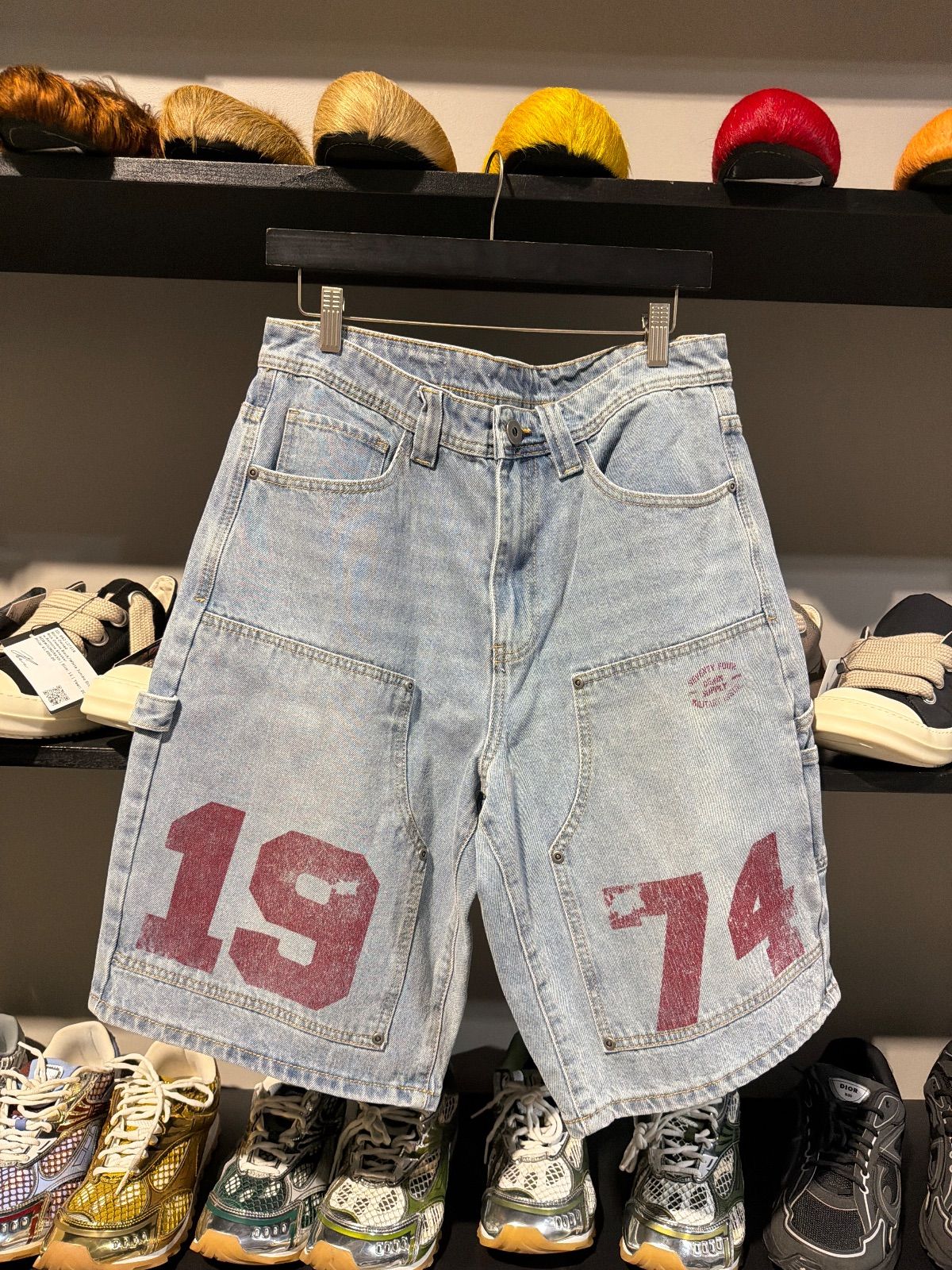 74 Is War Light Wash Double Kneee Shorts
