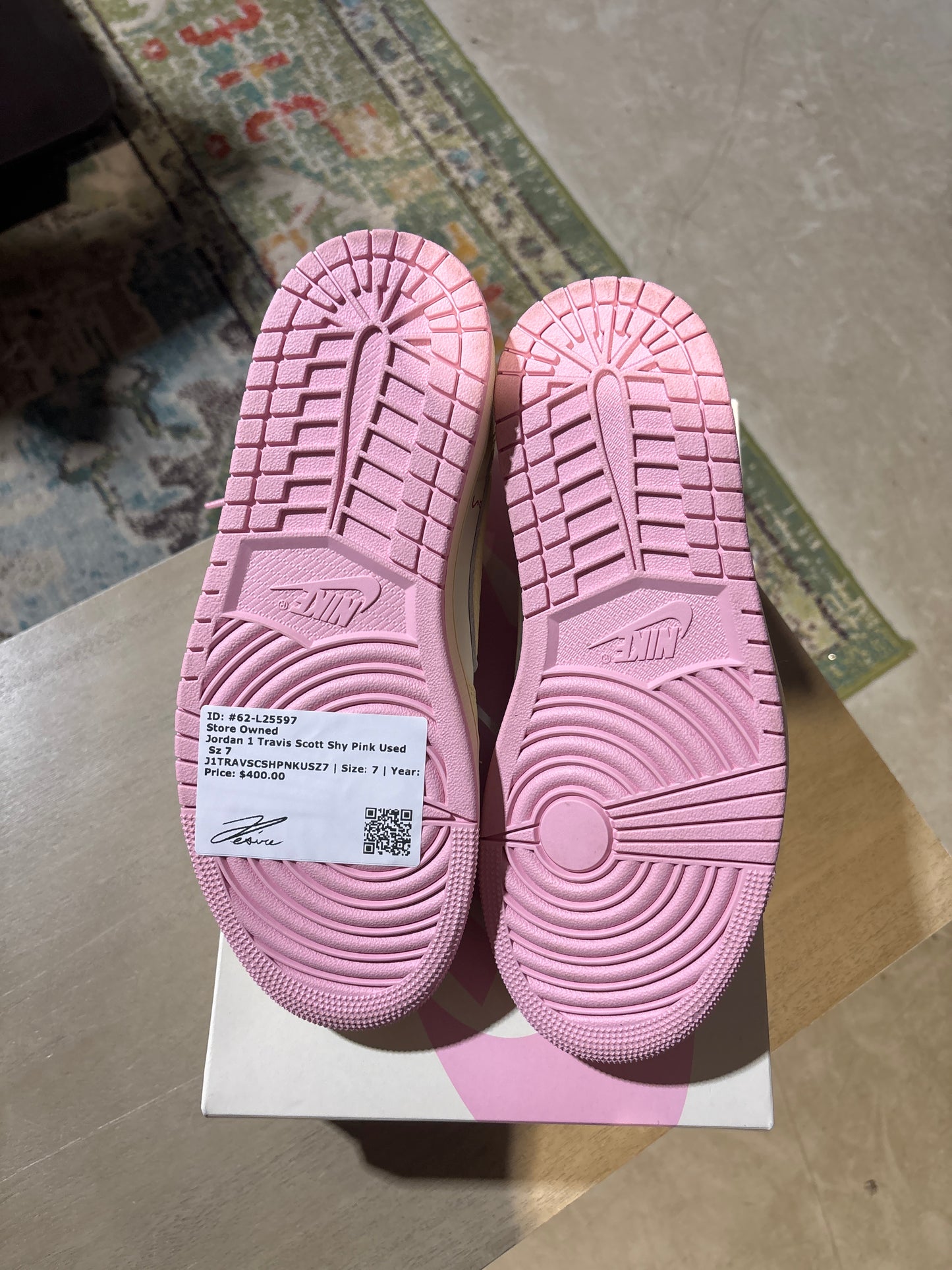 Jordan 1 Travis Scott Shy Pink Used Sz 7
