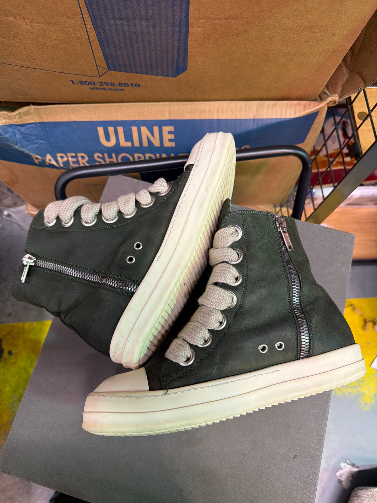 Rick Owen’s Green Jumbo Lace High Used Sz 9