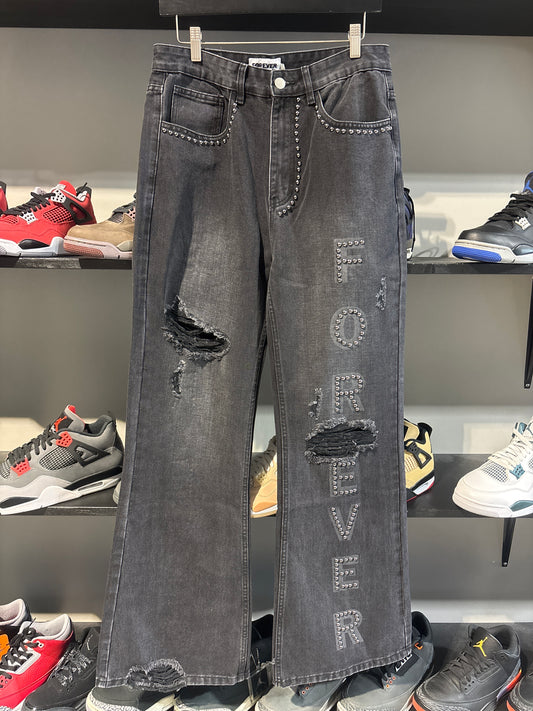 FOREVER HUNGRY FOREVER FLARED JEANS BLACK