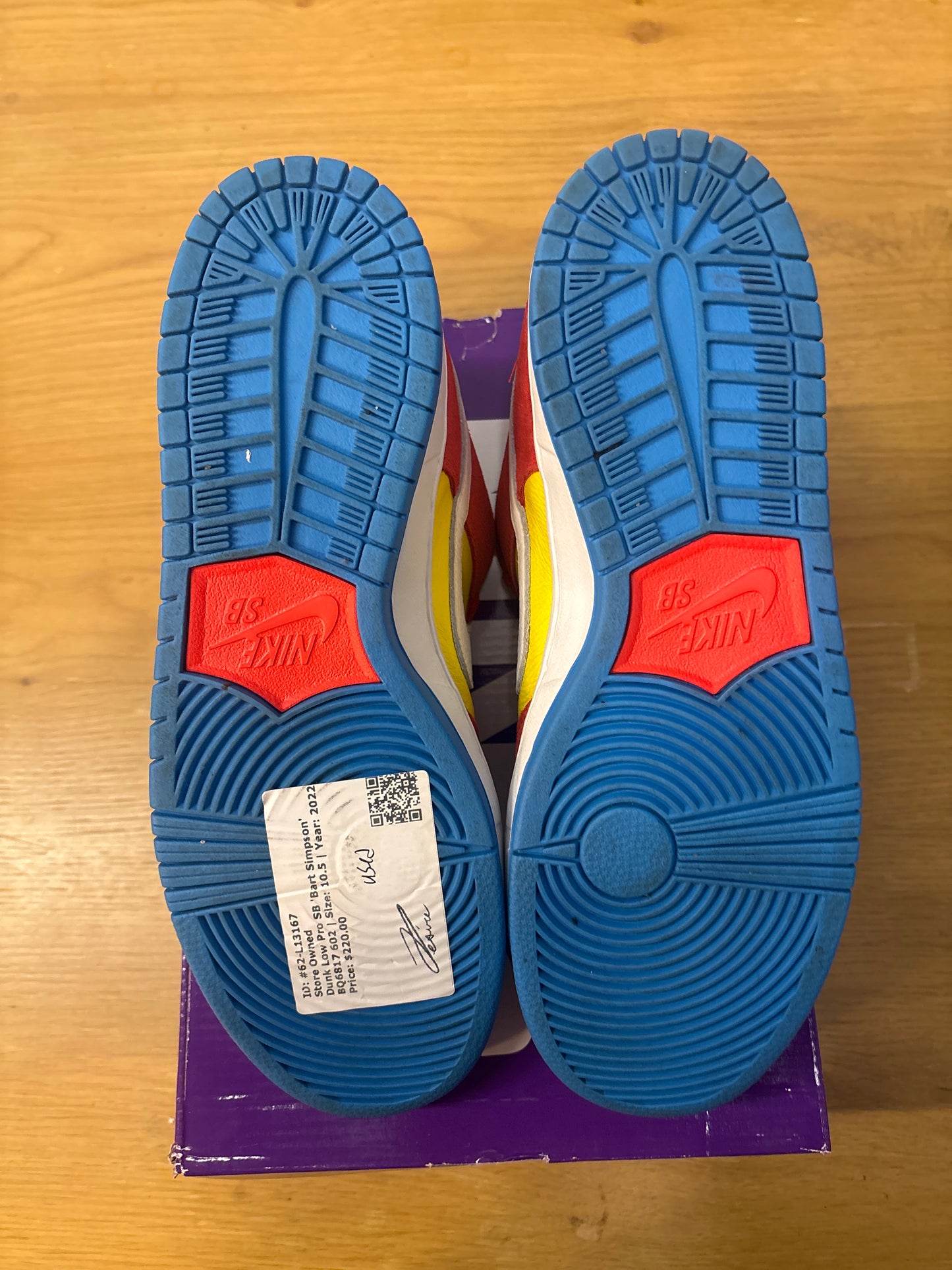 DUNK LOW SB BART SIMPSON Used Sz 10.5