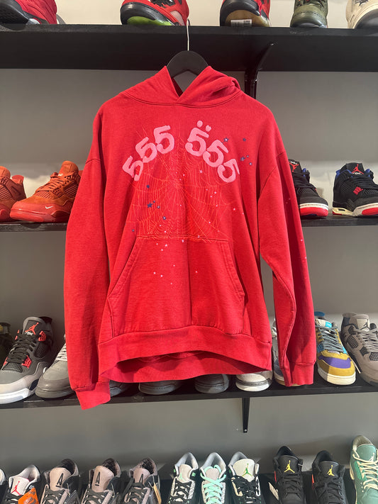 sp5der red/pink 555 hoodie