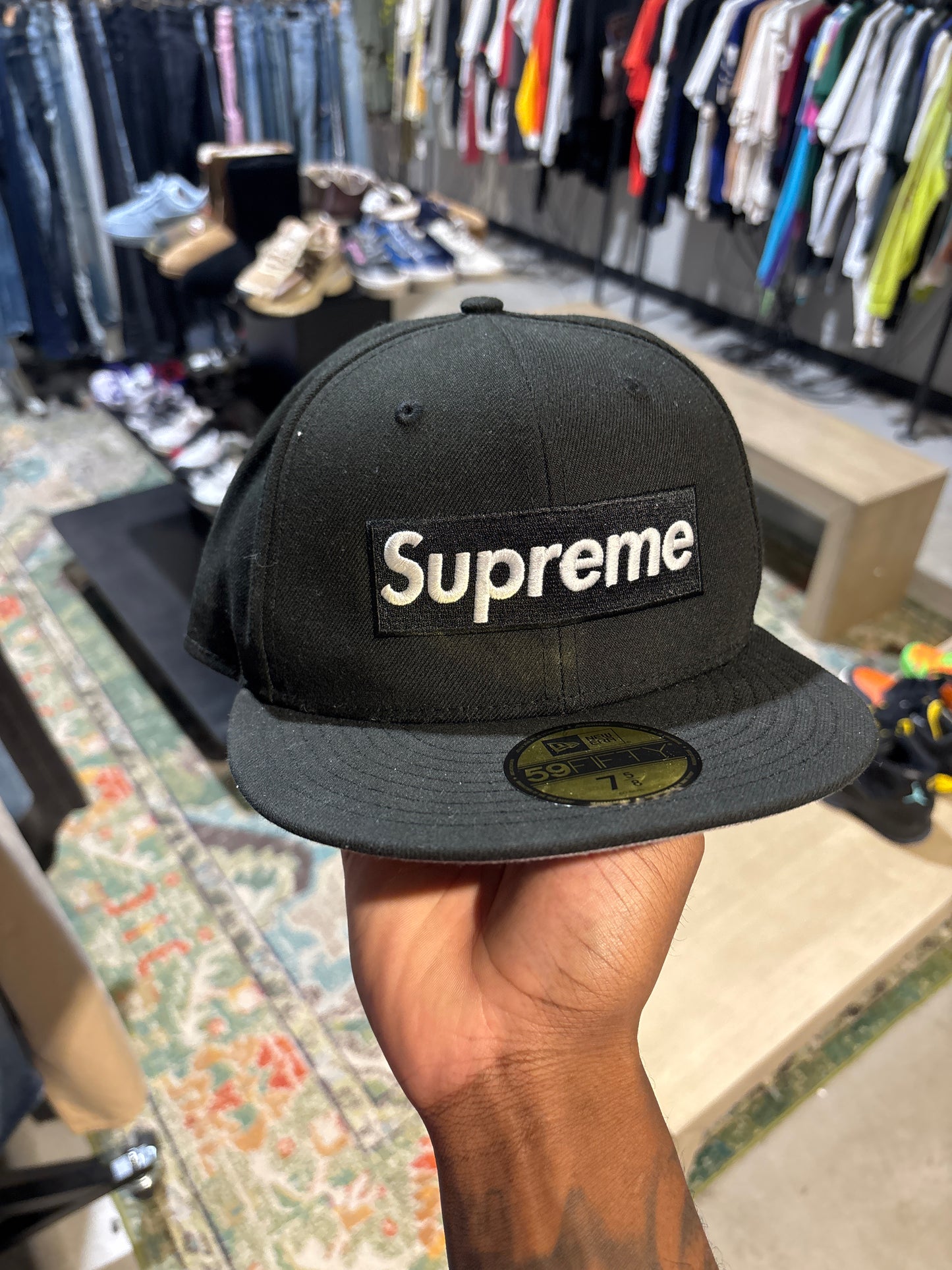Supreme Black Bogo Ghost Face Fitted 7 5/8