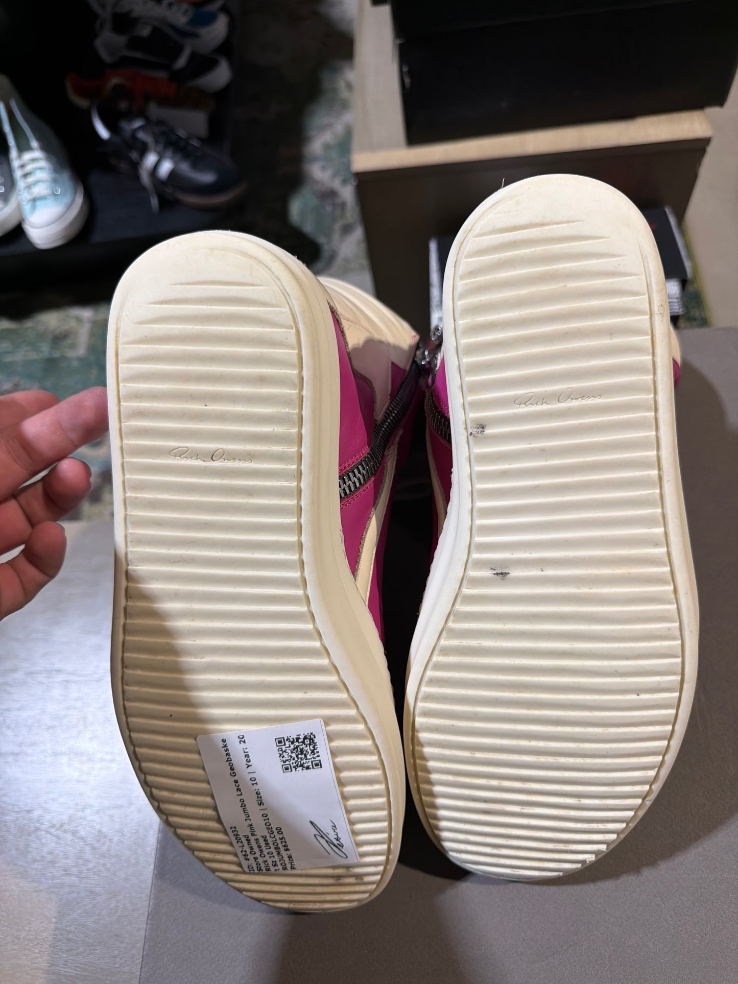 Rick Owens Pink Jumbo Lace Geobasket Sz 10 Used