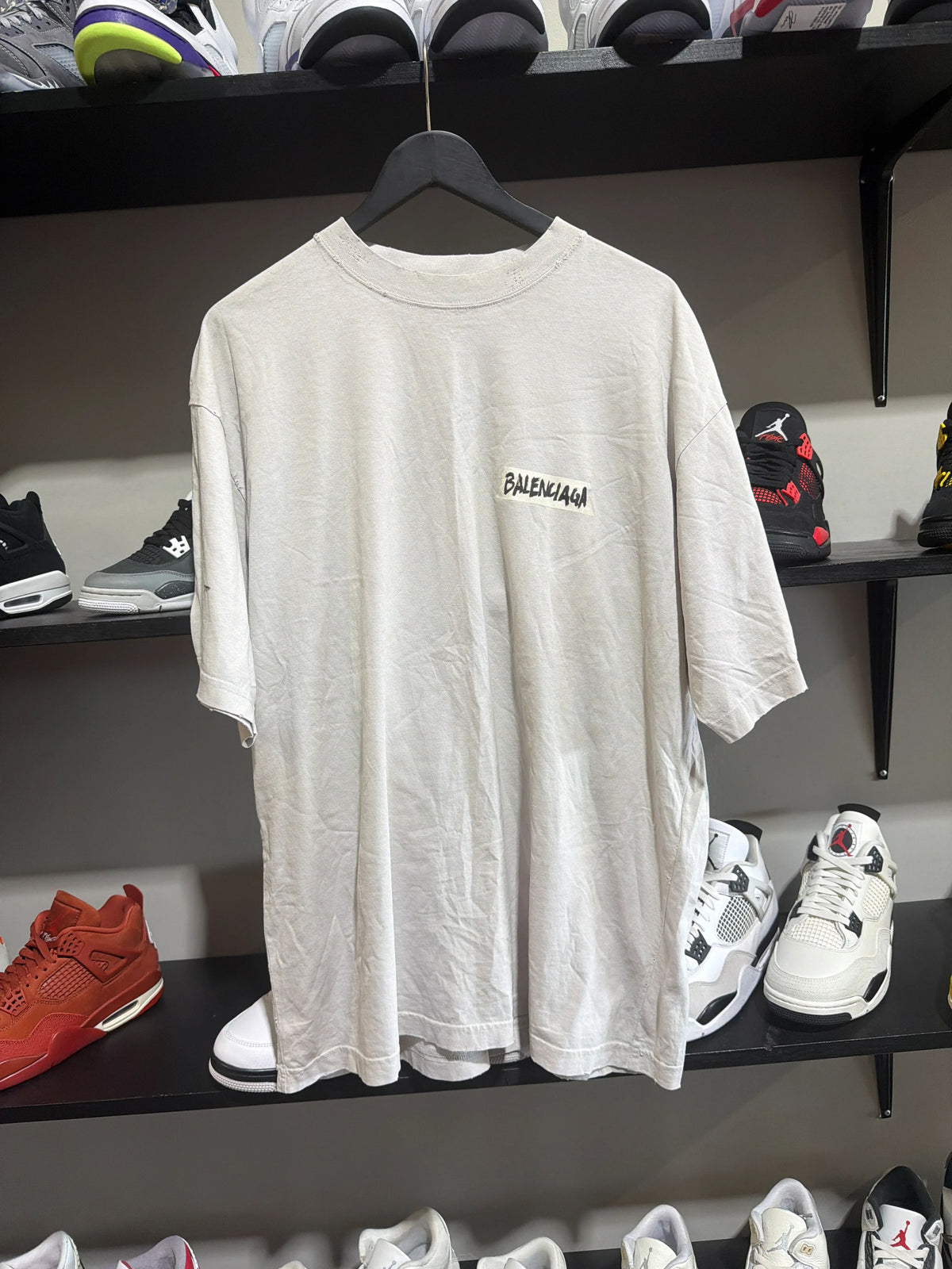 Balenciaga Masking Tape Tee Grey Szm - Pre-Owned