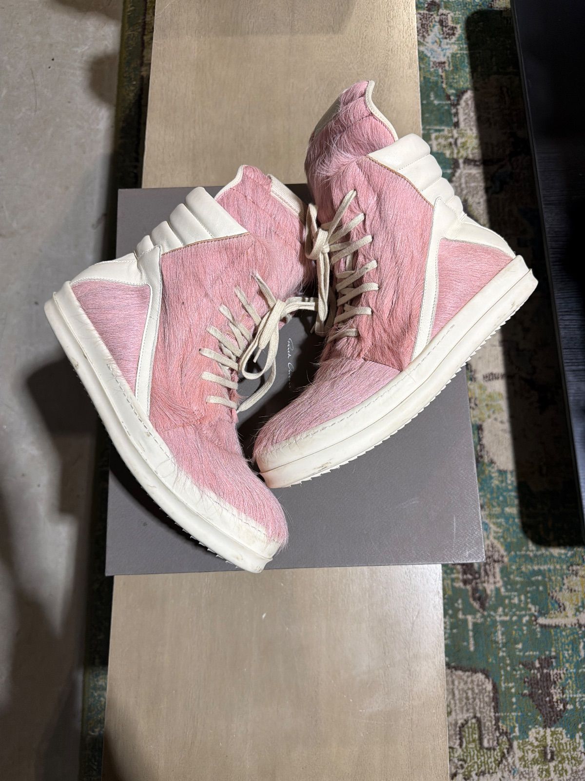 Rick owens geobasket pink fur - Pre-Owned
