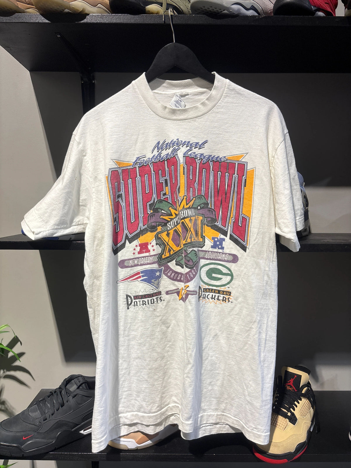 Vintage Patriots Packers Super Bowl Tee Sz L - Pre-Owned