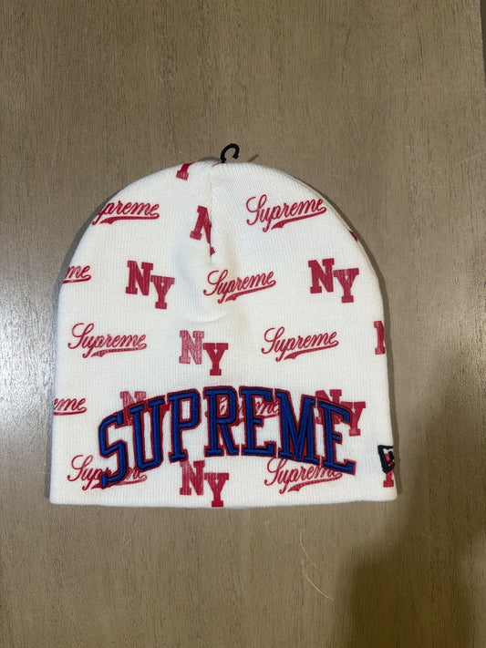 Supreme New Era Monogram Beanie White