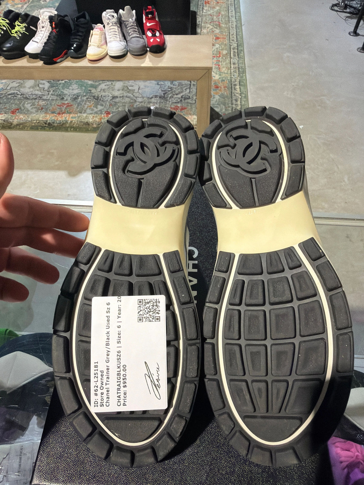 Chanel Trainer Grey/Black Used Sz 6 - Pre-Owned