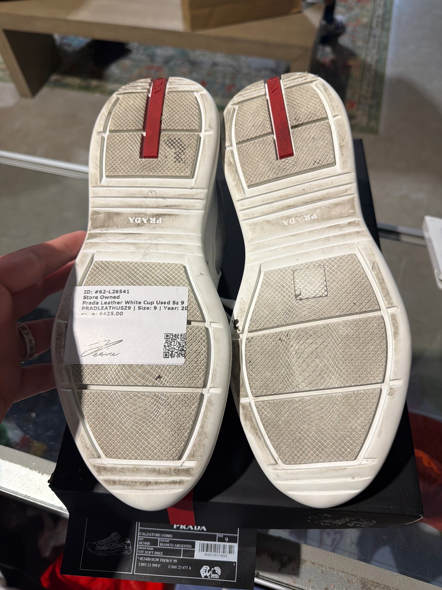 Prada Leather White Cup Used Sz 9