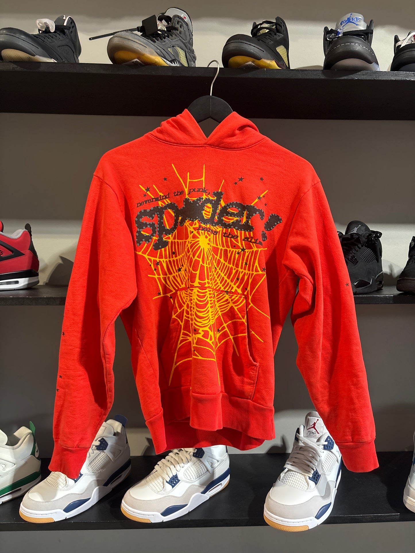 Sp5der Red/Yellow Web Hoodie Sz XS