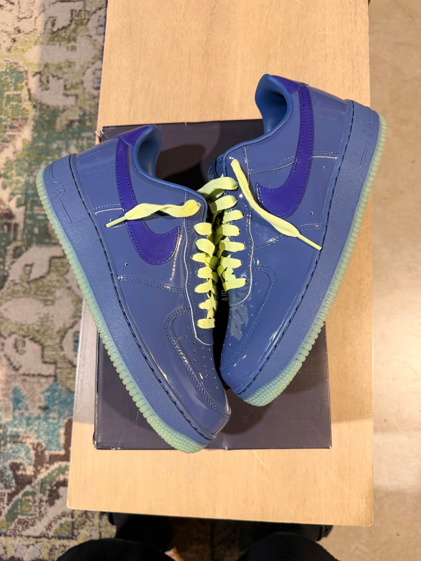 Nike Air Force 1 Patent Leather Mystic Navy Grape Ice used 9.5