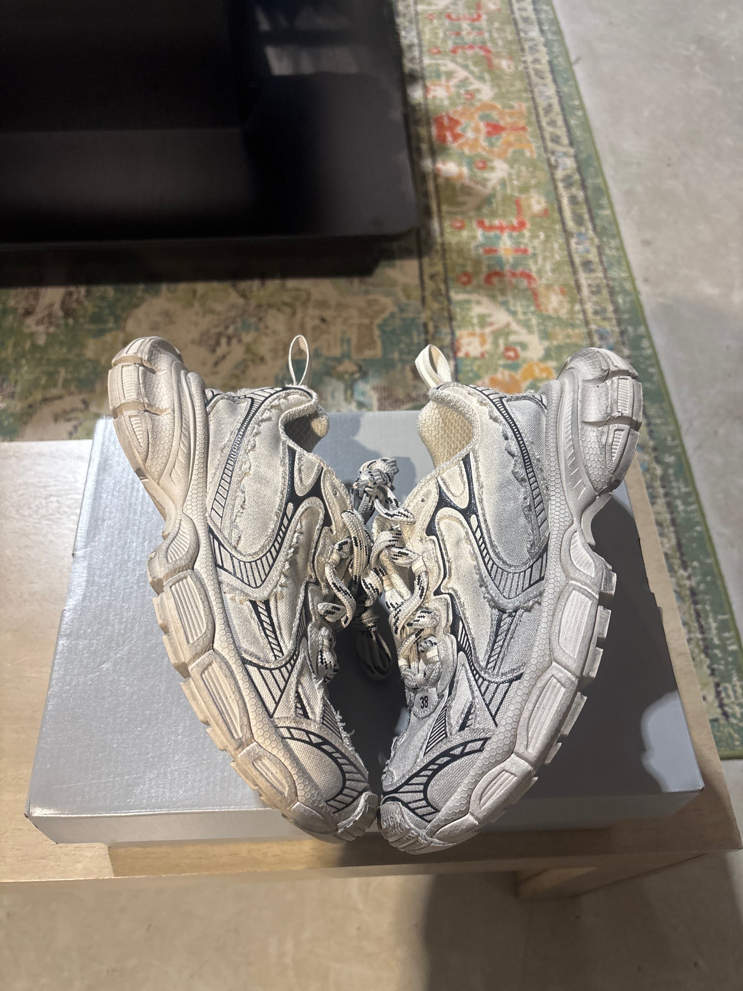 Balenciaga 3XL Beige Destroyed Sneakers Sz 6