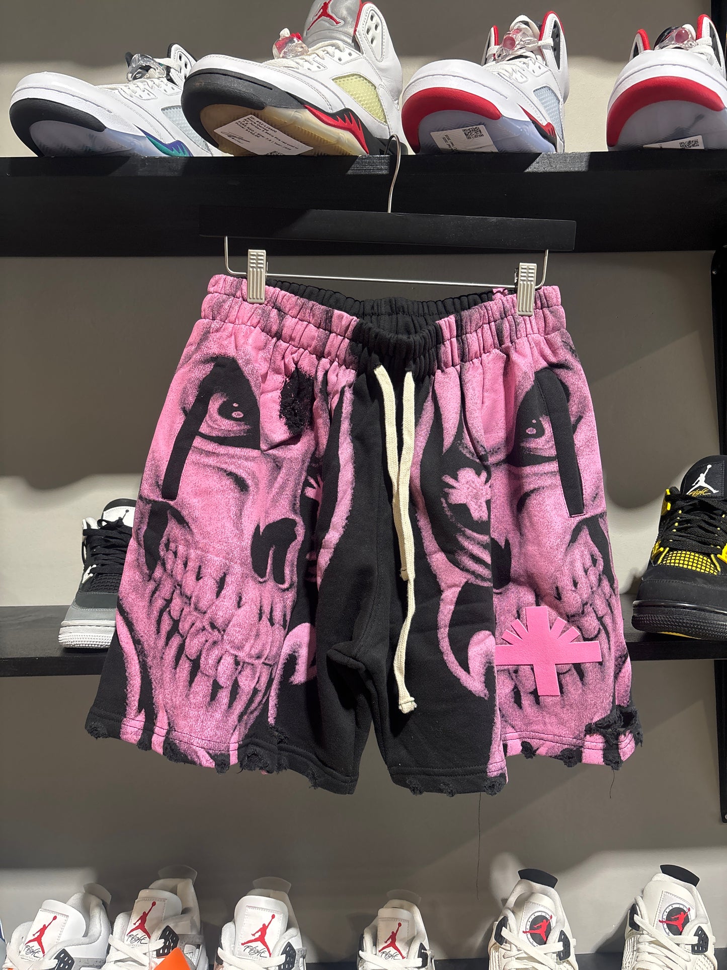 Vertabrae Pink/Black Skull Shorts