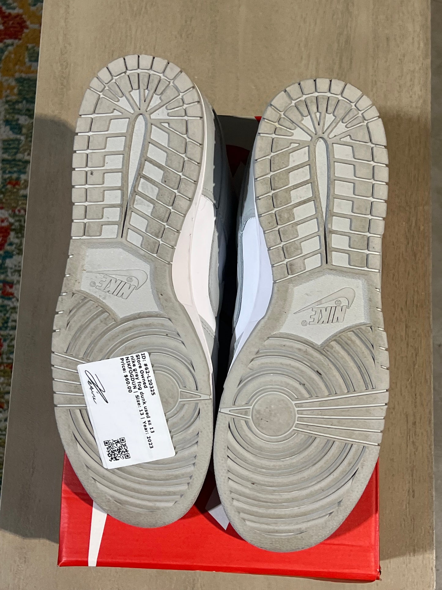 nike grey fog dunk used sz 13