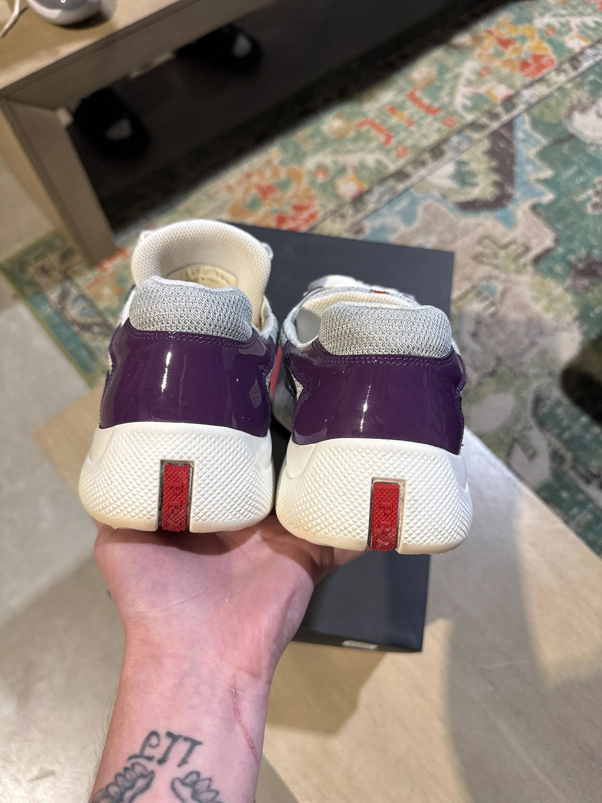 Prada Americas Cup Purple/White Used Sz 10.5 - Pre-Owned