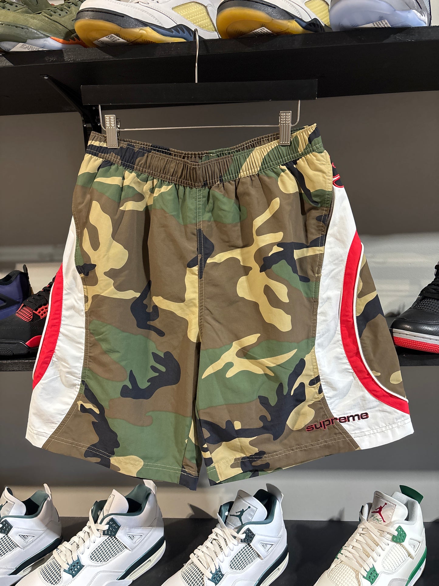 Supreme Reg Camo Paneled Nylon Shorts