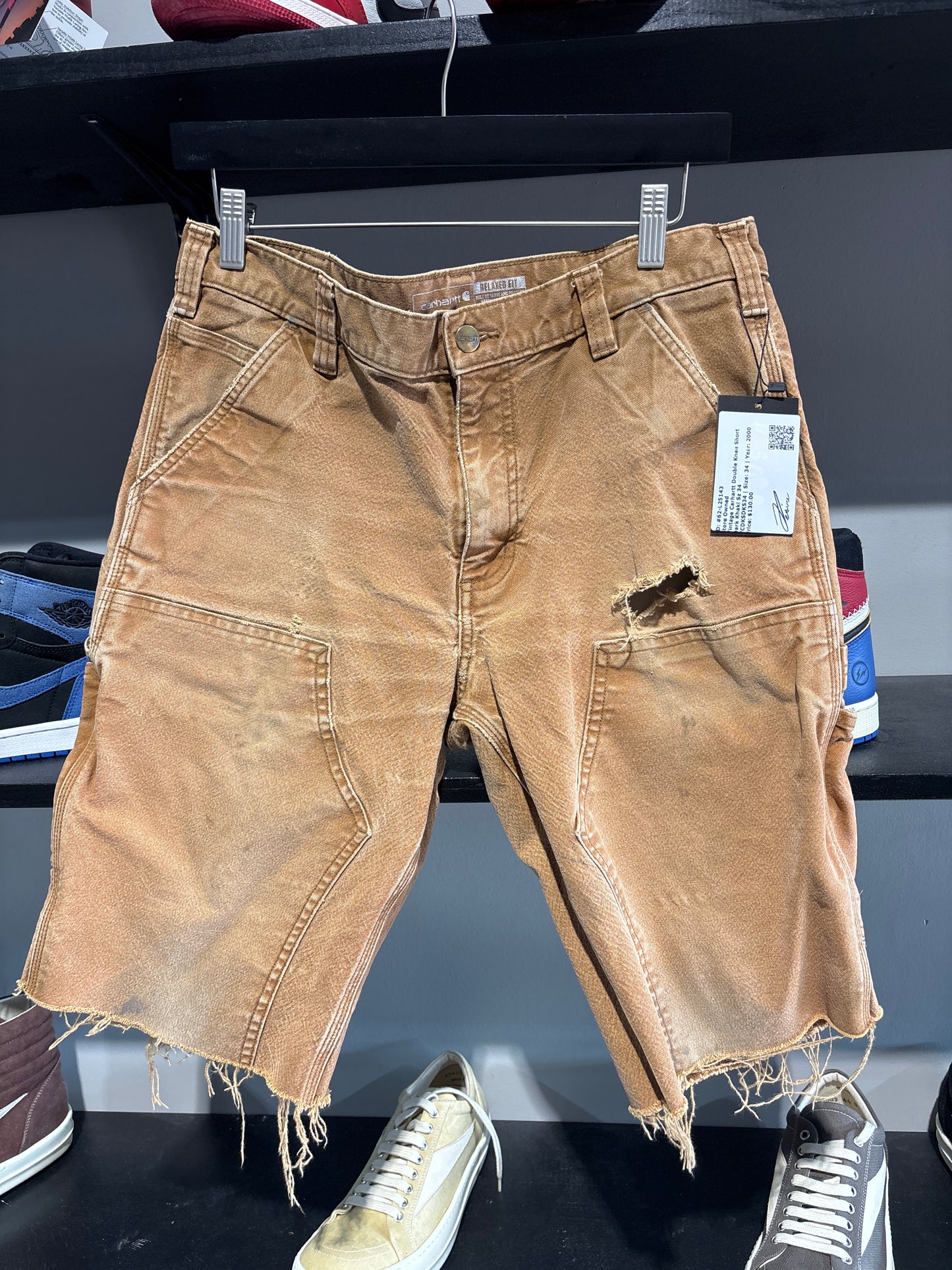 Vintage Carhartt Double Knee Short Dark Khaki Sz 34
