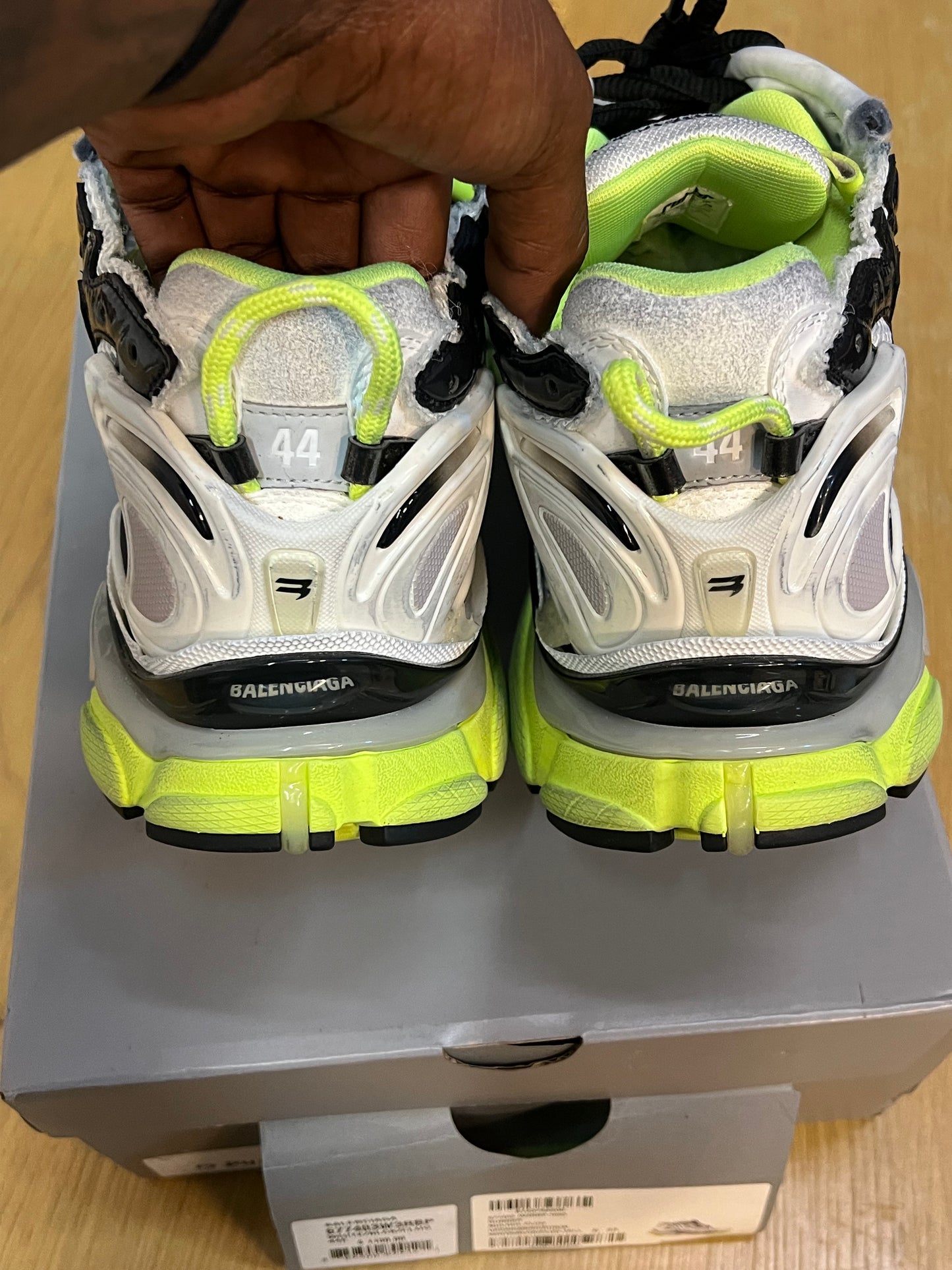 Balenciaga Runner White Neon Yellow Used Sz 11