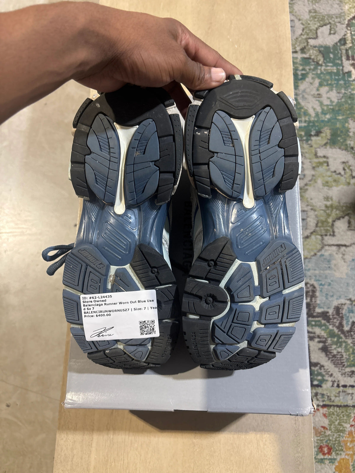 Balenciaga Runner Worn Out Blue Used Sz 7 - Pre-Owned