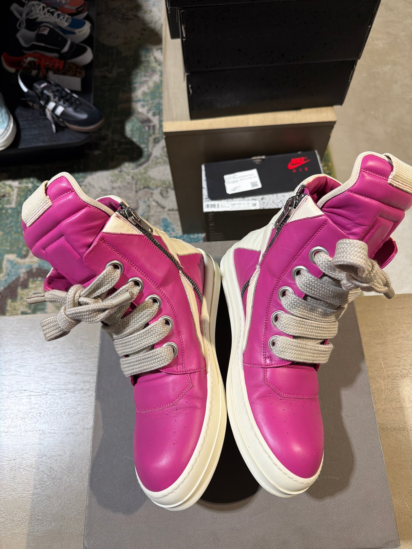 Rick Owens Pink Jumbo Lace Geobasket Sz 10 Used