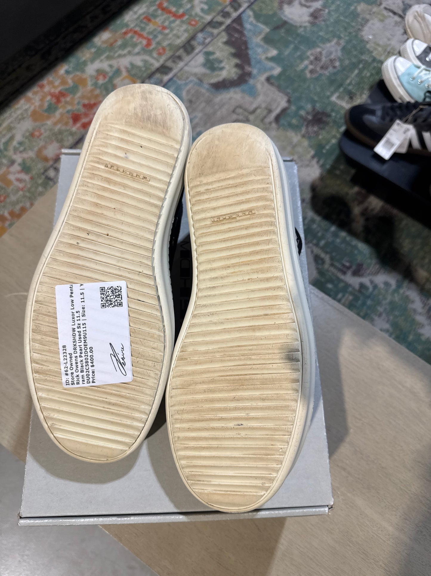 Rick Owens DRKSHDW Luxor Low Pentagram Black Pearl Used Sz 11.5